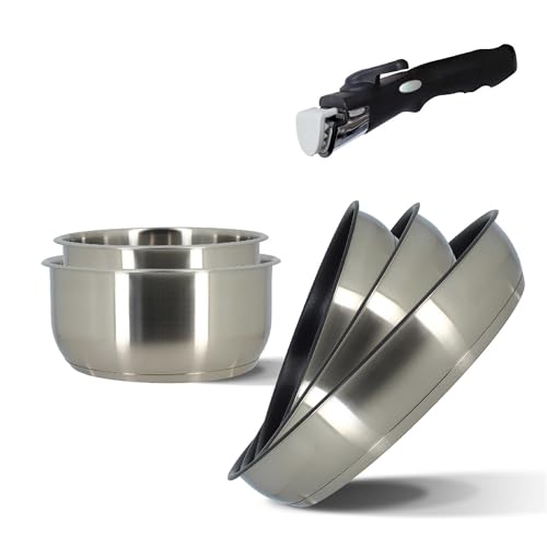 MENASTYL - Batterie de cuisine amovible 6 pièces en inox IRIS - 3 poêles + 2 casseroles + poignée...