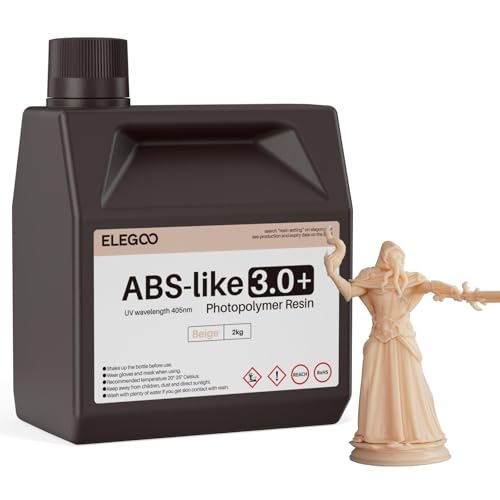 Image of ELEGOO ABS-Like Resin 3.0+, Upgraded 3D Printer Photopolymer Resin, Higher Heat-Resistance Fast Curing High Precision Non-Brittle, Beige 2000g