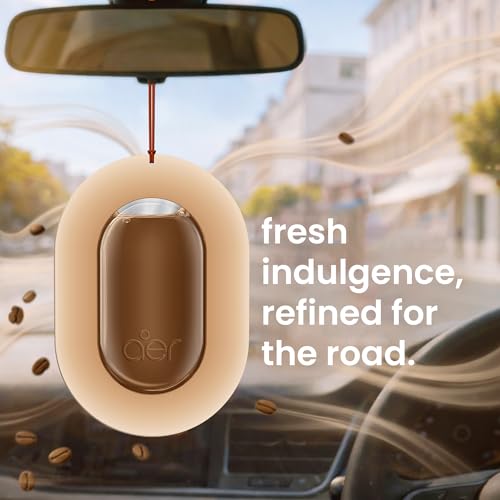 Image of Godrej aer O - Hanging Car Air Freshener - Caramel Latte (7.5g) | Gel Lasts up to 30 days | Car Accessories