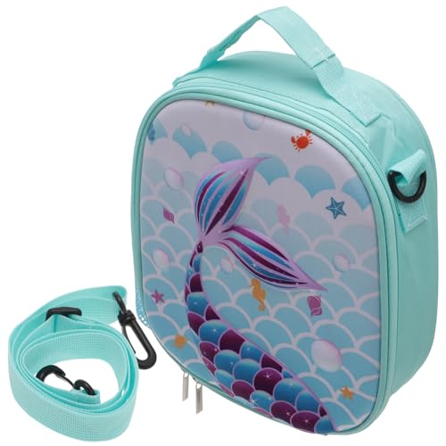 Veemoon Bolsa de Almuerzo Aislante de EVA Azul Claro para Niñas Diseño de Sirena Ligera Reutilizable Espaciosa y Portátil Adecuado para Escuela Picnic y Viajes Escolares