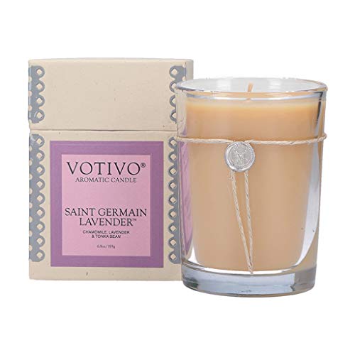 Votivo Saint Germain Lavender 6.8 Oz Aromatic Candle | Soy Wax Blend | Luxury Glass Jar Scented Candle & Box | Candles For Home Scented | Candle Gifts | Long Burning & Highly Scented #TOP7