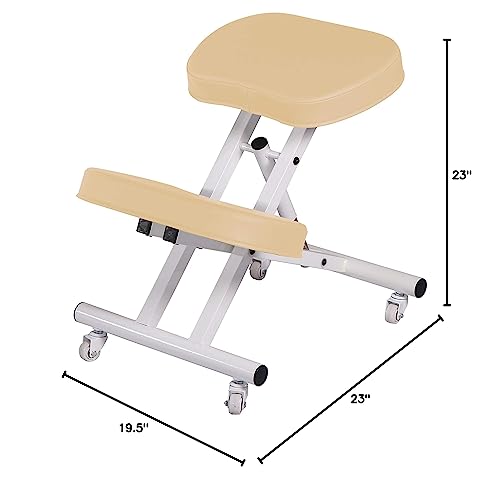 Master Massage Ergonomic Steel Prefect for Home Kneeling Chair Metal Folding Posture Chair for Office, Cream image 5