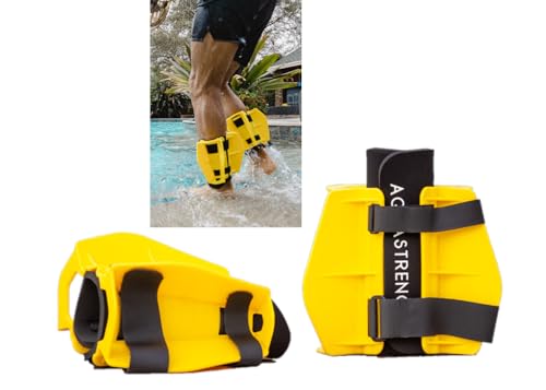Aquastrength Aquatic Resistance Fins | Increase Drag for Strength & Toning | Pool Fitness Water Leg Weights | Quick Start Guide and Online Programs. (Yellow)