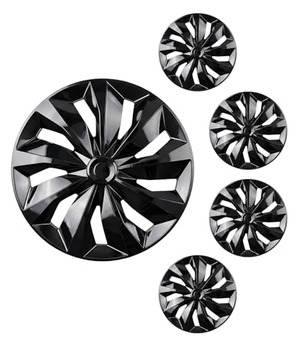 Hubcaps Wheel Covers Replacement R15 Size Hub Caps Universal-Fit Steel Wheel ABS Rims Cover Tire Cap for Car Sedan SUV Truck Van -Set of 4 （15-inch，Black）