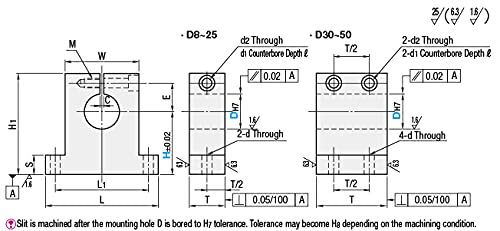 Shaft Supports - T-Shaped, Wide with Slit 10mmX20mm 1pc