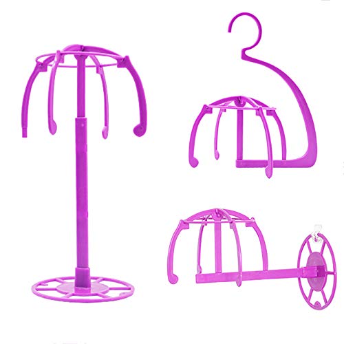 Multifunctional Wig Stand Holder 1Pcs Portable Folding Stable Durable Wig Stand Wig Hanger for Multiple Wigs and Hats Vertical Wig Stand Hanging Wig Hangers Wall-mounted Display Styling Wig Dryer Tool