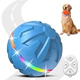 Bolpetizo Dog Toys Dog Ball, Durable Motion Active Rolling Balls with Remote Control LED Light, Rubber Peppy Pet Balls for Medium Large Dogs, USB Rechargeable, 3.2-in Diameter (Blue)