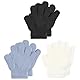 Aolso 3 PCS Winter Kinderhandschuhe, Winter Magische Handschuhe, Warme Kinder Strickhandschuhe, Kinder Dehnbare Warme Magische Handschuhe & Fäustlinge Jungen oder Mädchen(Schwarz, Blau, Weiß)