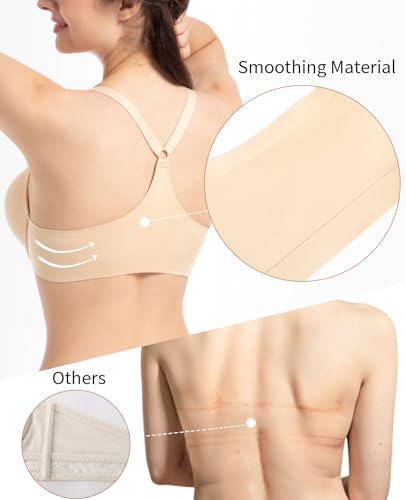 Image of YANDW Racerback Push Up Padded Bras for Women Add 2 Cup Front Closure Back Smoothing T Back Plunge Underwire Bra