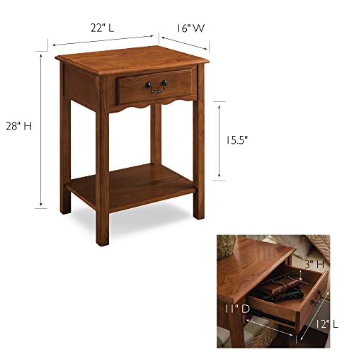Leick Home Favorite Finds Shaker Night Stand With Storage Drawer And Hand Applied Finish, Medium Oak #TOP2