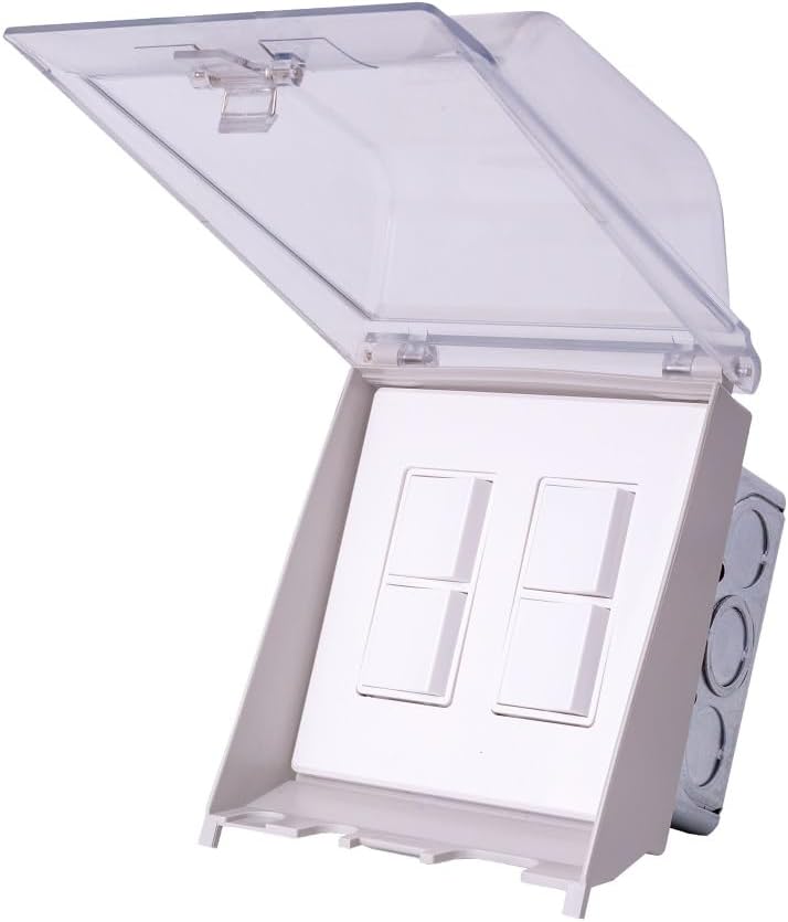 Eurofase Heating EFDWWPW Dual Duplex Switch Weatherproof Flush Mount and Gang Box 20 Amp Per Pole, Finish Color: White