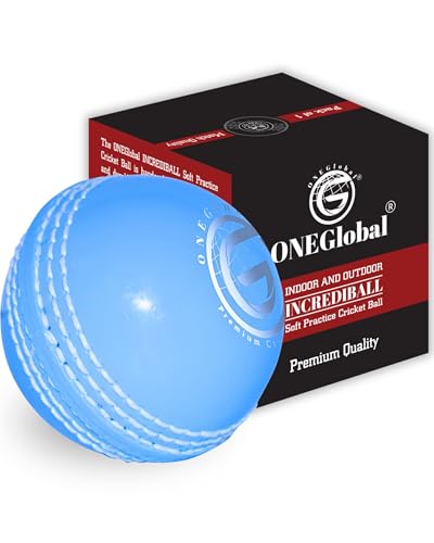 ONEGlobal Incrediball Soft Practice Cricket Ball | Outdoor & Indoor Rubber Cricket Ball With Core & Stitched Seam | For Practice Training & Family Fun | Senior & Junior Size (1 Blue Senior)