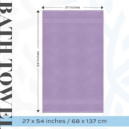 Image of White Classic Luxury Bath Towels Set of 4 Large - 700 GSM Cotton Ultra Soft Bath Towels 27x54 | Highly Absorbent and Quick Dry | Hotel Towels for Bathroom Luxury, Plush Shower Towels, Lavender