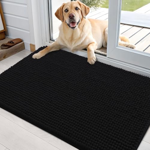 Image of OLANLY Dog Door Mat for Muddy Paws 36x24, Absorbent Chenille Mud Doormat