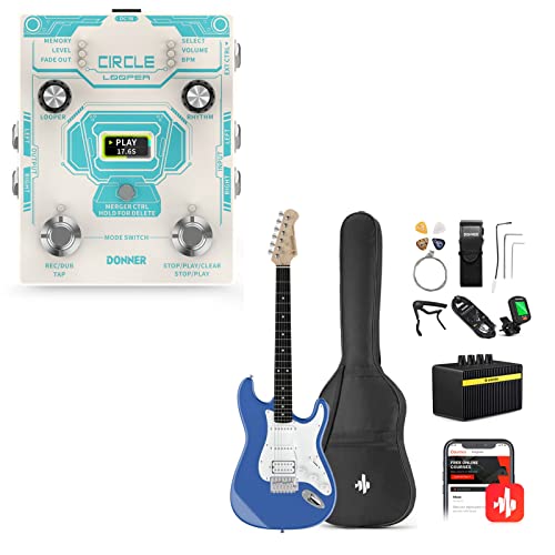 Donner Dst-100T 39 Inch Electric Guitar Beginner Kit With Donner Circle Looper Pedal - Stereo Guitar Looper Pedal #TOP18