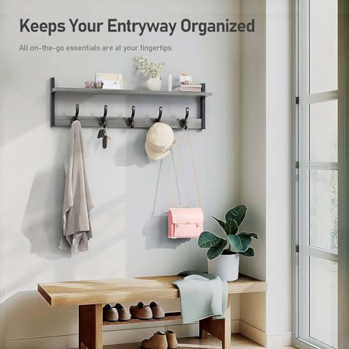 Image of Tatub 29 inch Rustic Coat Rack Wall Mount with Shelf, Heavy Duty Wall Hooks with Shelf, Entryway Rustic Hat Rack Wall Coat Hangers for Living Room, Hallway, Kitchen