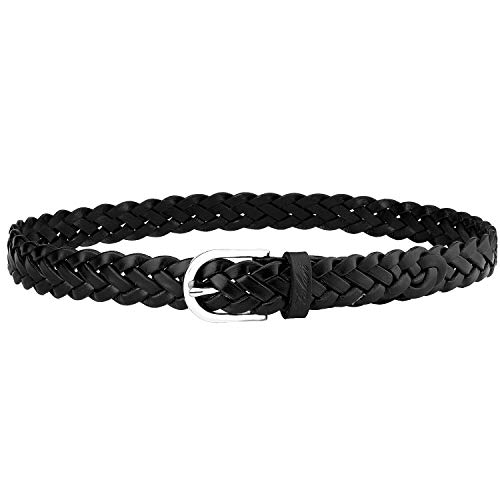 Falari Women's Leather Braided Belt 6007 - Black-M #TOP3