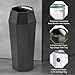 Dyna-Living Commercial Trash Can Large Garbage Can with Lid, Open-top Tall Stainless Steel Trash Bin Industrial Garbage Container for Patio Lobby, Black