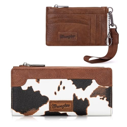 Montana West X Wrangler RFID Credit Card Holder and Cow Print Wallet Set for Women