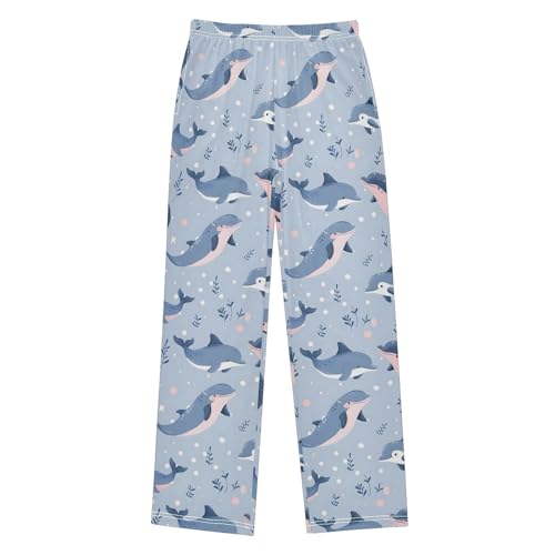 ALAZA Blue Whale and Grass Pajamas Bottoms with Pockets Comfy Pjs Sleepwear Elastic Waistband Pajamas Pants Lounge Pants