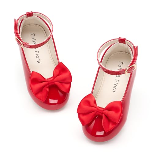 Image of Felix & Flora Toddler Flower Girl Dress Shoes - Baby Girl Ballet Mary Jane Flats for Party School Wedding