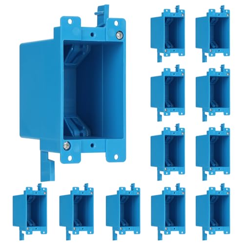 Image of XIUTE 1-Gang PVC Old Work Electrical Outlet Box,Living Hinges and Adjustable Mounting Tabs,Blue Old Work Switch /Outlet Box,ETL Certified(12Pack)