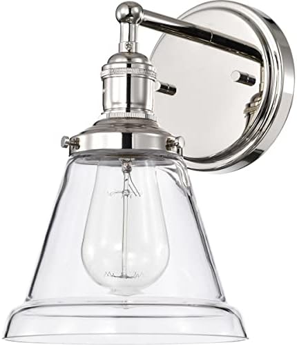 Nuvo Lighting 60/5412 Vintage Incandescent One Light Wall Sconce Clear Glass with Step Polished Nickel
