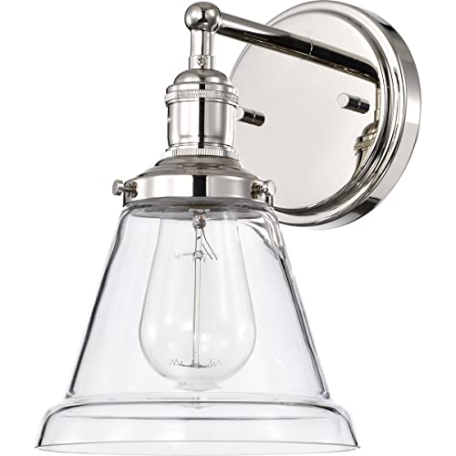 Image of Nuvo Lighting 60 /5412 Vintage Incandescent One Light Wall Sconce Clear Glass with Step Polished Nickel