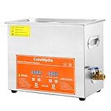 ConstHydra Ultrasonic Cleaner with Digital Timer and Heater, 180W 6L Ultrasonic Jewelry Cleaner Machine for Glasses, Denture, Watch, Ring, Record, Coins, Lab Tools, Metal Parts