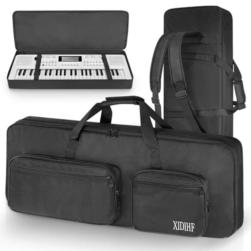 XIDIHF 49 Key Keyboard Gig Bag – 10mm Padded Full Protection with Adjustable Straps, 4 Pockets for Accessories, Electric Piano Case (33.8''X13.8''X4.3'')