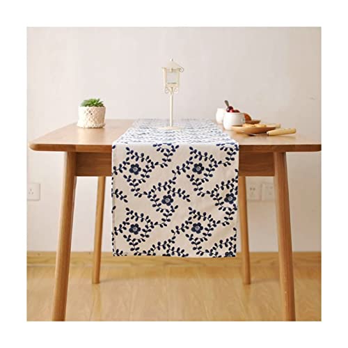 Chemin de table de Noël en lin coton WXKAGF lavable au motif floral nordique