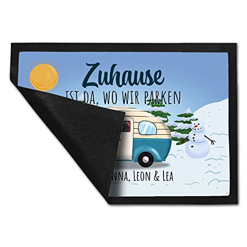 Herz & Heim® Personalisierte Camper Fußmatte - 'Zuhause Ist Da Wo Wir Parken' Mit Wunschtext