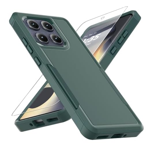 for Motorola Edge 2025 Case, [Military Grade Drop Tested] with Screen Protector, Dual Layer Protective Heavy Duty Cell Phone Cover Non-Slip Shockproof Case for Moto Edge 2025 (Dark Green)