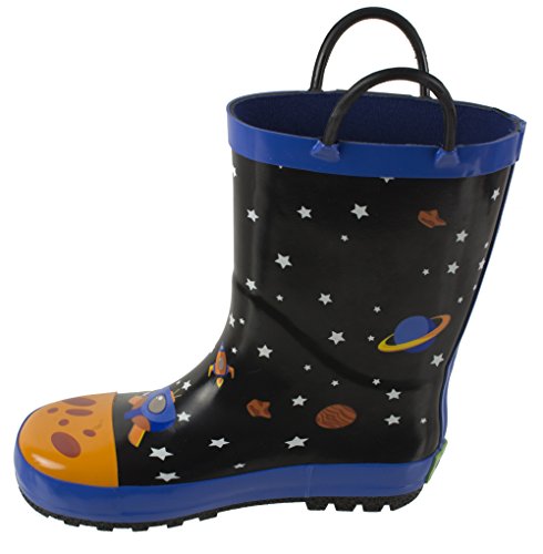 Rainbow Daze Kids Rain Boots Spaceship,Astronaut Galaxy Print,Waterproof...