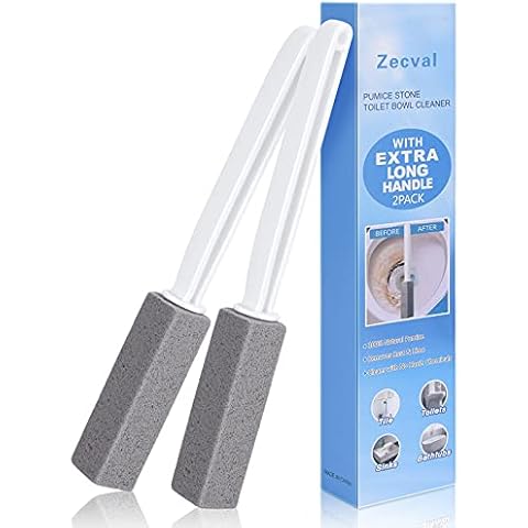 2-Pack Pumice Stone Toilet Bowl Clean Brush, with Extra Long Handle, Remove Hard Water Rings, Calcium Buildup and Rust Suitable for Cleaning Toilet, Tile, Kitchen Sink, Grill Cover