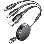 LISEN Multi Charger Cable, Retractable USB C to USB Charging Cable 3 in 1 Charger Lighting/Micro USB Cable, Travel Chargers for Multiple Devices for iPhone 17 16 15 14 Pro/Galaxy S25/Switch2/Kindle