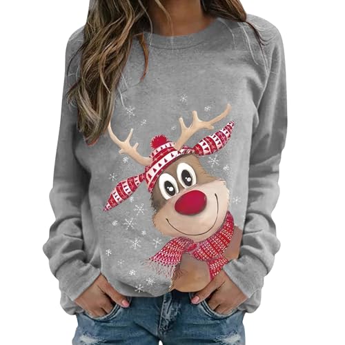 Weihnachtspullover Damen, Pullover Rentier Damen, Lustige Rentier...