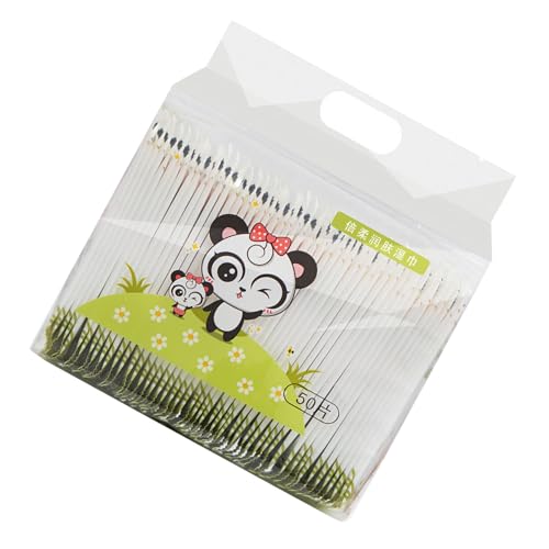 RASTKY Gentle Non Woven Wet Wipes for Face and Hands, 50Pcs Portable Single Mini Wipes, Suitable for All Ages (Panda 50 tablets pack)