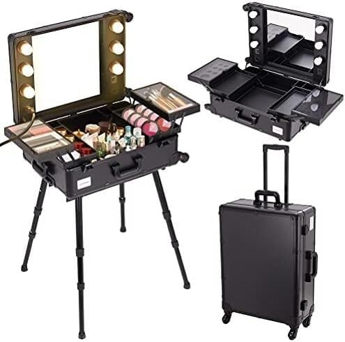 Miniatura 5 de Maletín De Maquillaje Profesional Con Ruedas, Ideal para Estudios Cosméticos. Incluye 6 Luces Led, Ruedas, Estuche Con Cerradura Y 4 Posiciones