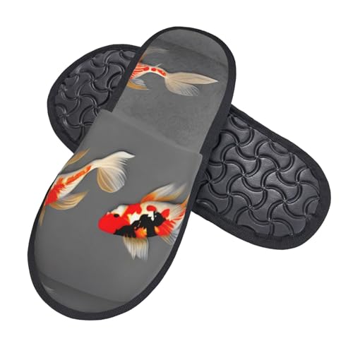 Traditional Koi Carps With Spots Furry Slippers - Full Design, Soft Plush & Eva, Warm & Comfy, Travel-Friendly, Indoor Use, M Sizes2