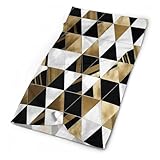 Fashion Modern Black White Gold Triangles Face Covers Exquisite Breathable Bandana Face Mask Scarf Soft Dust-proof Windproof Neck Gaiter Fashion Winter Neck Warmer Gator Scarf for Adult Face Shield