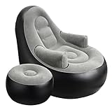 Balabulala Inflatable Couch with Armrest&Ottoman, Blow Up Lounger Chair,Folding Air Chair for Adults,Inflatable Lazy Sofa Perfect for Rooms, Camping or Home(Without Pump)