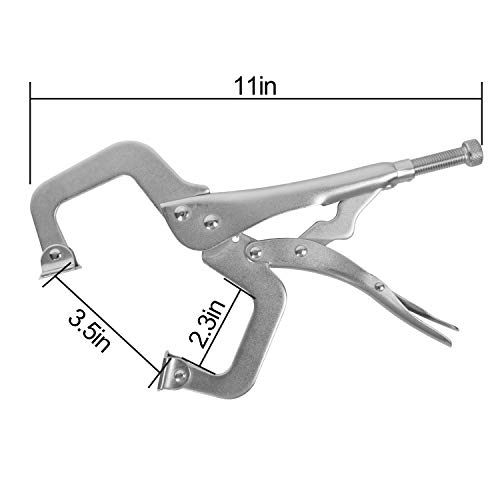 Hozeon 3 Pcs 11 Inch C Clamp Locking Pliers With Swivel Pads, Heavy Duty Locking Pliers, Woodworking Clamps Set, Adjustable Nickel Plated C Pliers thumb #1
