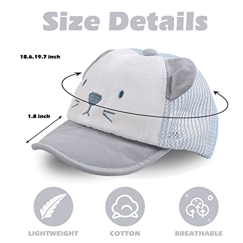 Baby Summer Mesh Hat Cute Sun Cap For Boys Girls Breathable Toddler Hat With Bear Ears (Skyblue) #TOP5