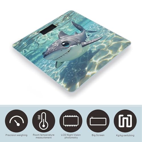 Báscula digital de baño con tiburón flotante y pantalla LCD miniatura 3