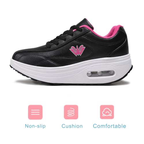 Image of RUIDENG Platform Sneakers for Women Air Cushion | Walking Shoes Women Comfortable All Day | Thick Rocker Bottom