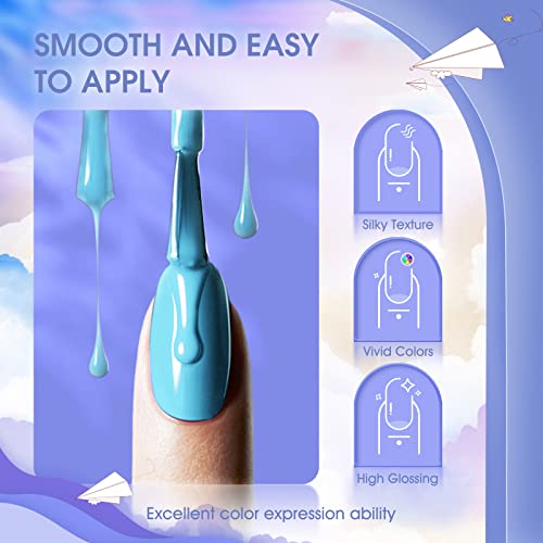 GELFAVOR UV Nagellack Set, 15ml Blau UV Gel Nagellack Set Shellac Nagellack Nail Art Gel Politur – Bild 4