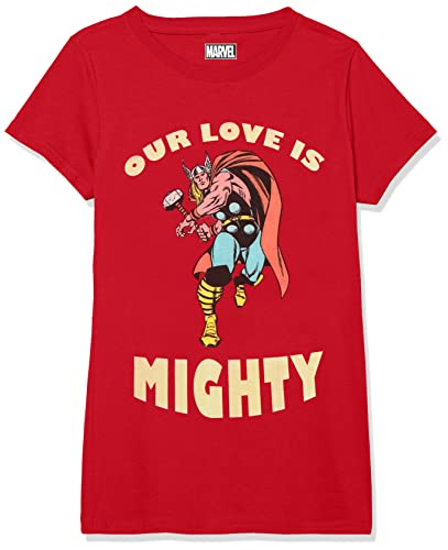 T-shirt Marvel fille rouge Large Classic Mighty Love à manches courtes