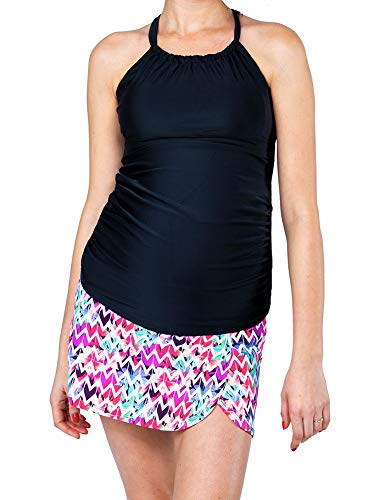 Oceanlily 16SW21 BLACK L Halter Maternity Swimwear Top-Pregnancy Swimsuits-Bathing Suit-Maternity Tankini Top Black L thumb #3