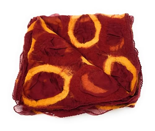 Ayuni Gifts of the World Handmade Felted Wool and Silk Long Art Scarf Natural Dyes Made in Nepal